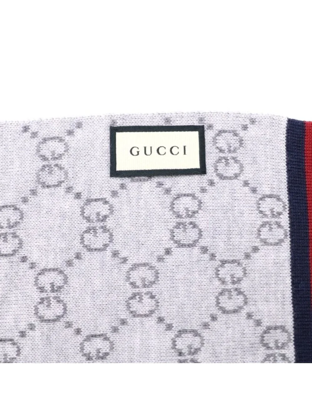 Gucci GG Sherry Line Wool Knit Scarf Gray